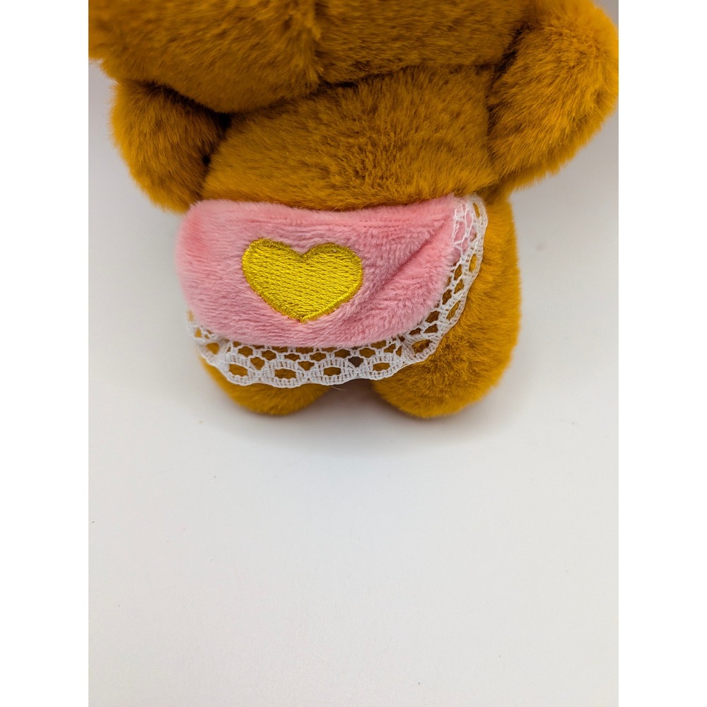 Kawaii Plush Teddy Bear Keychain Pink Heart Apron Lace Trim‎ Cherry Accent 5 in - Picture 4 of 8